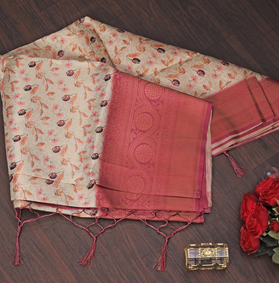 Classic South Indian Handloom Saree Digital Printed Pure Kanchi Silk