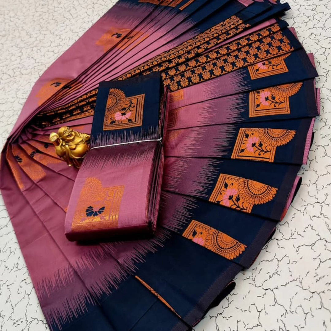 Kuberic Allure Pink Silk Saree With Rich 3D Weaving Work