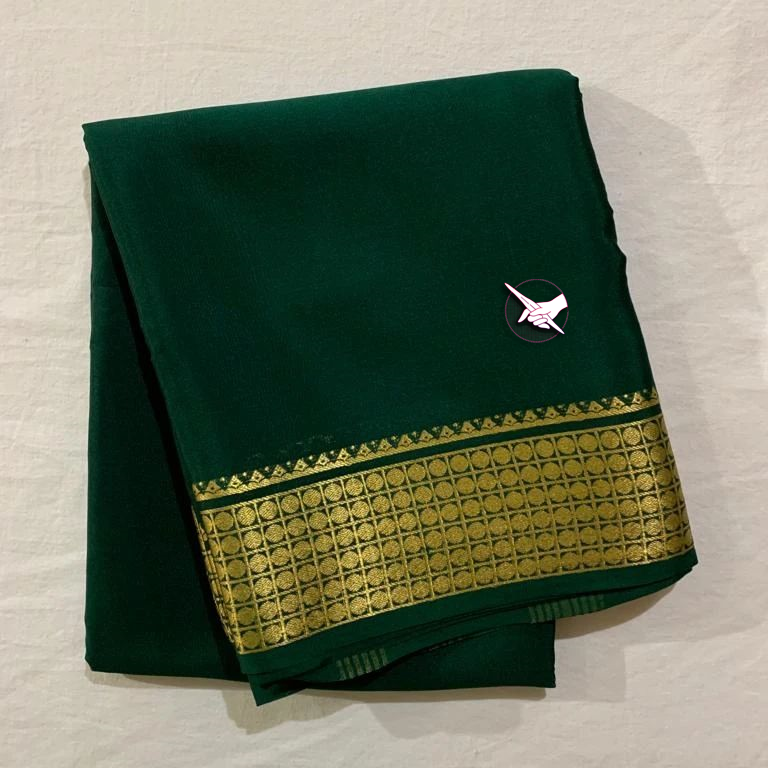 GORGEOUS Mysore silk sarees in beautiful zari border in Green  colours! 😍