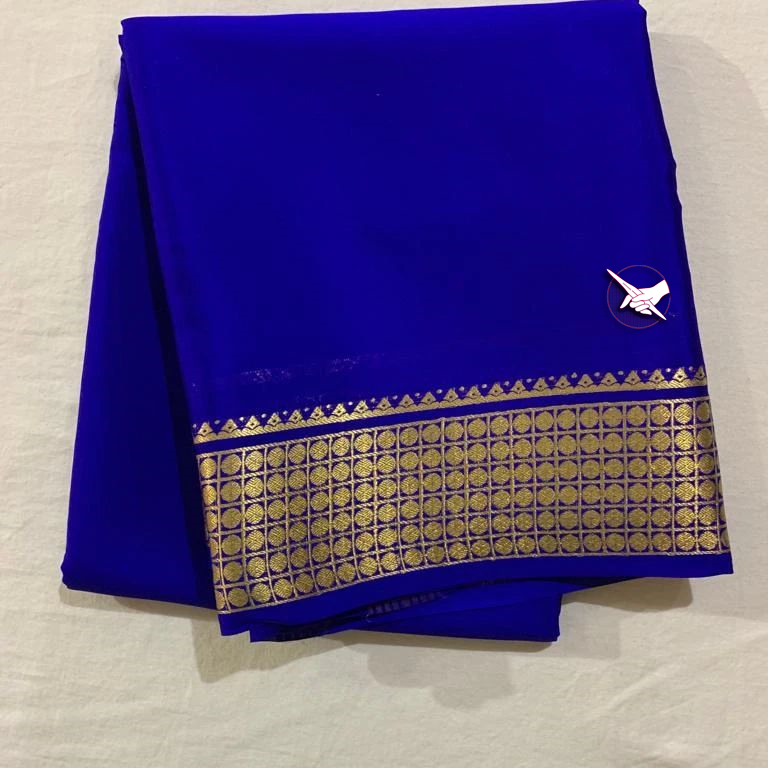 GORGEOUS Mysore silk sarees in beautiful zari border in Royal Blue colours! 😍