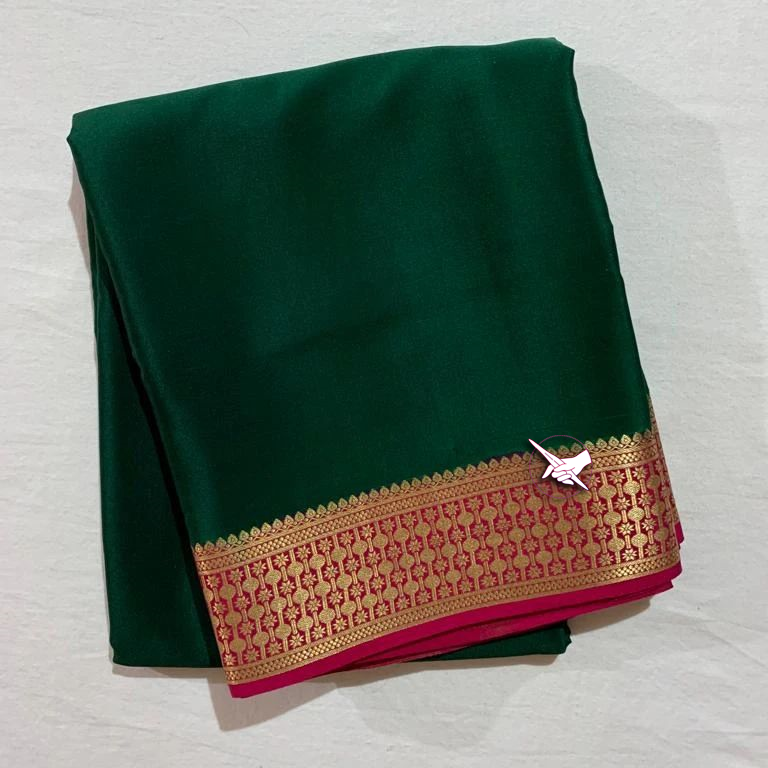 🥰 Exclusive Zari Border  Pink  With Purple  Colour Plain Mysore Silk Saree.🥰