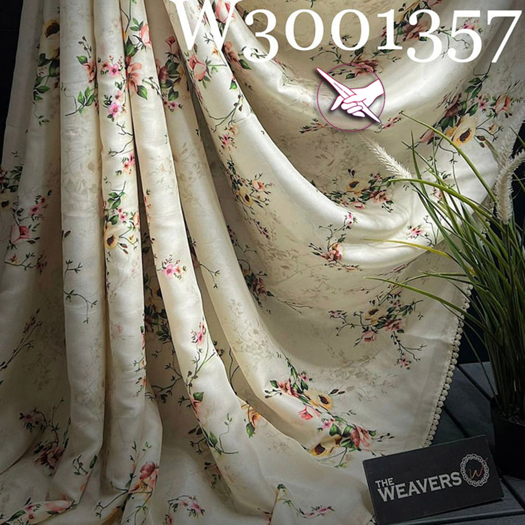 Beige Georgette Fabric Digital Floral Print Saree With Stylish Blouse