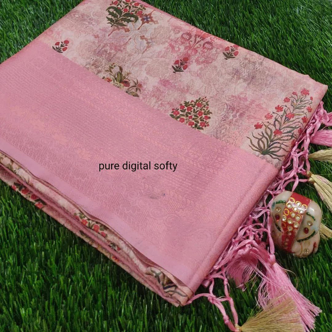 Pink Color Party Style Soft Silk Fabric Beguiling Digital Print Saree