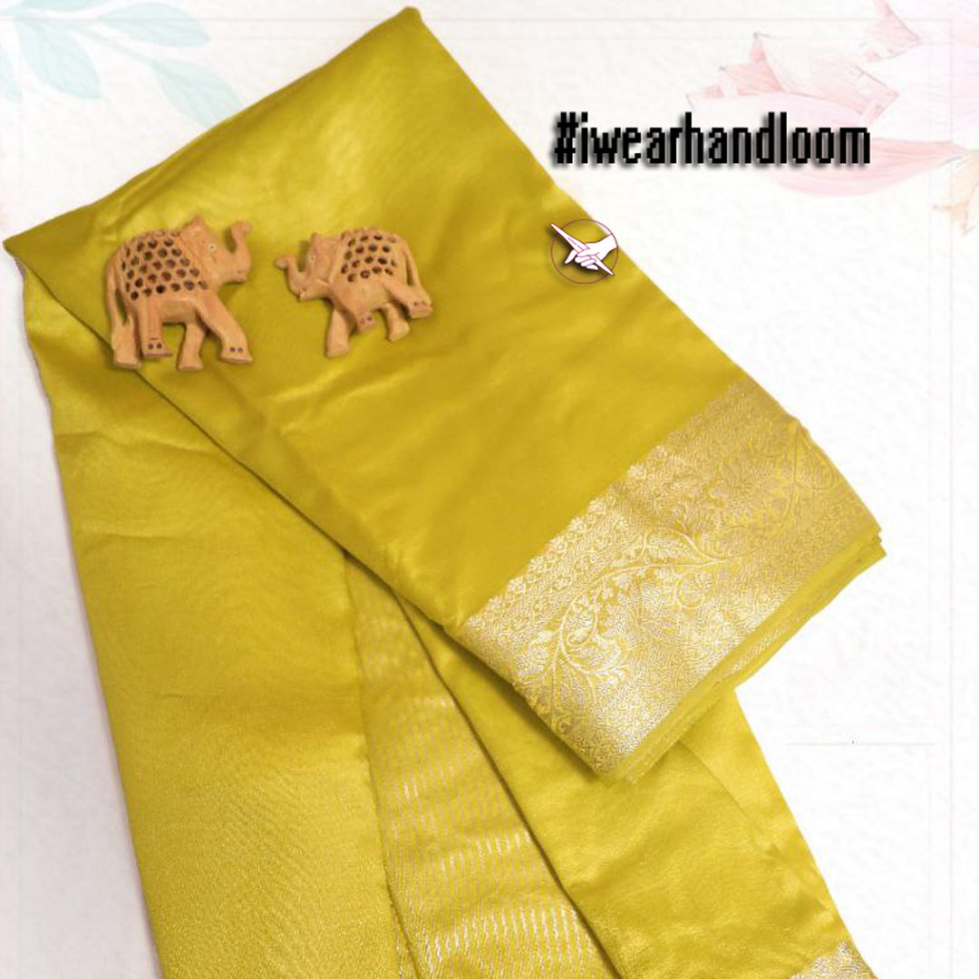 Yellow Tissue Soft Silk Daily Wear Weaving Work Trendy Saree