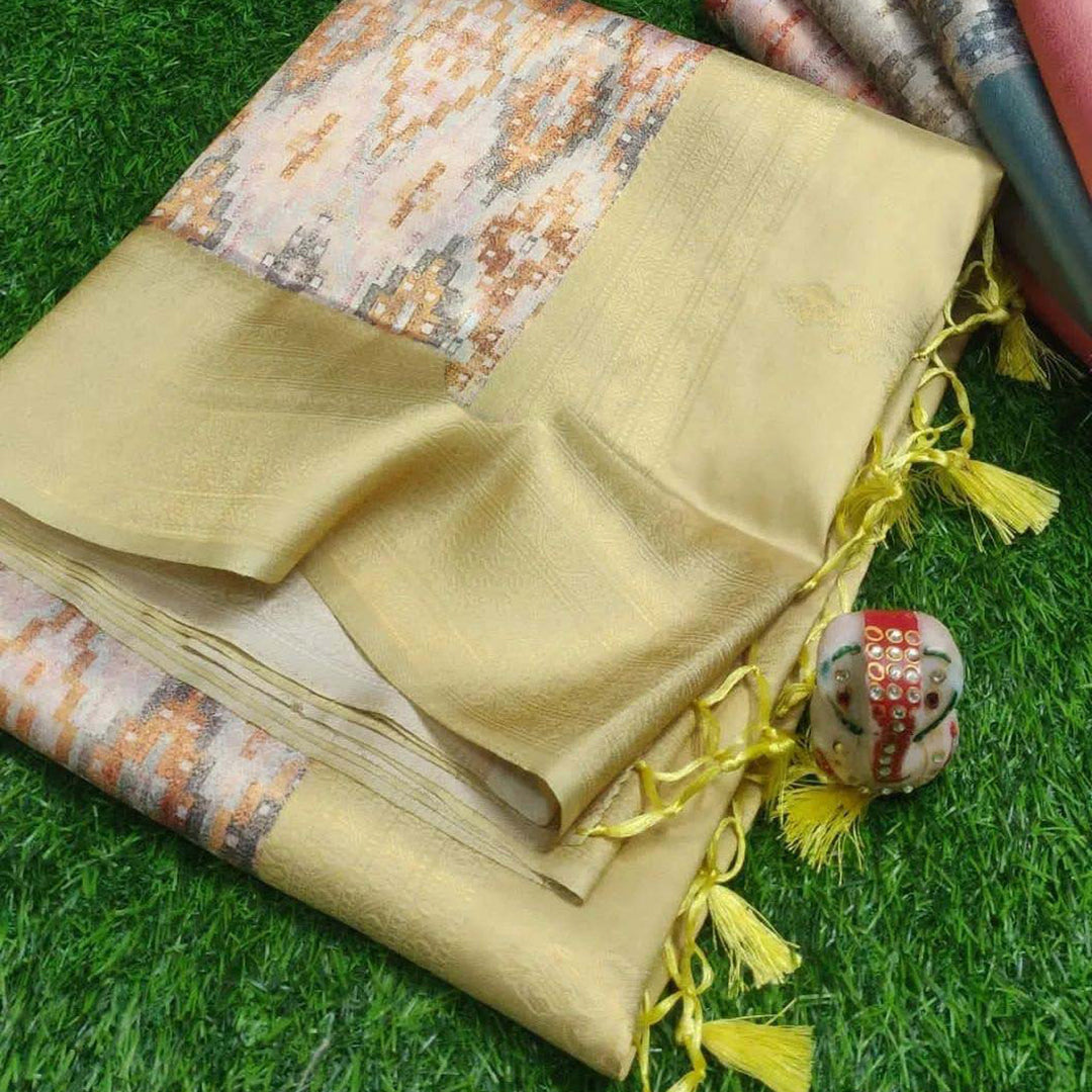 Yellow Color Soft Silk Digital Printed Saree