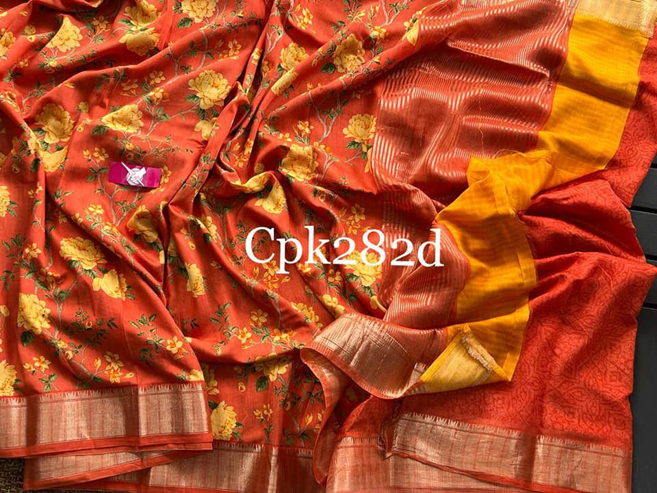 Casual Wear Soft Silk Saree Orange Assam Pattu With Weaving Border Design