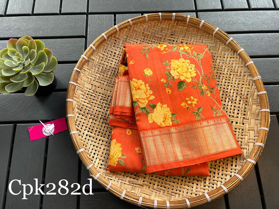 Casual Wear Soft Silk Saree Orange Assam Pattu With Weaving Border Design