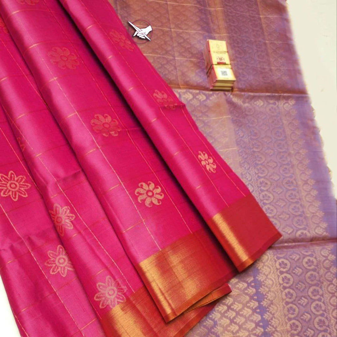 Rani Kanchipuram Lichi Silk Saree With Beautiful Pallu