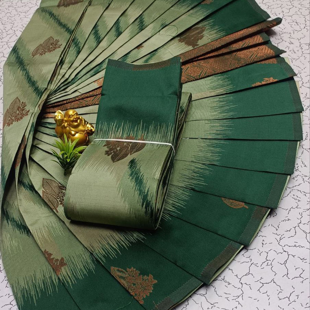 Festive Wear Handloom Kubera Silk 3D Green Color Weaving Work Saree