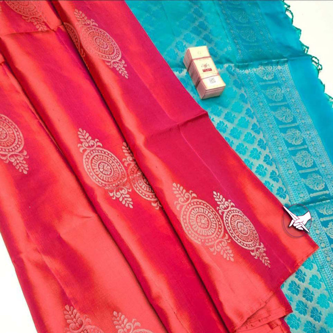 Rani Premium Quality Silk Double Warp Border Less Design Saree