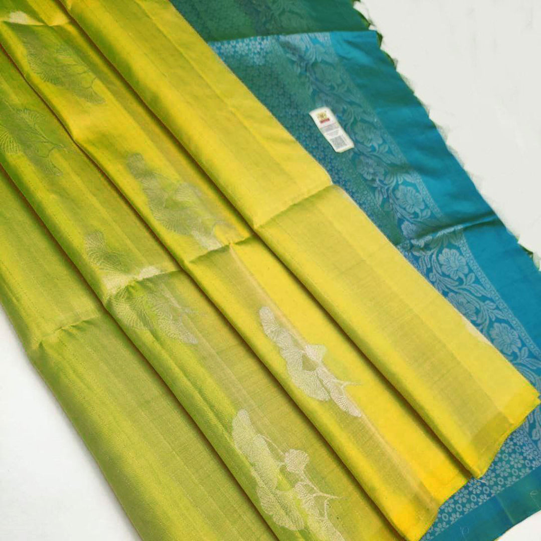 Yellow Premium Quality Silk Pure Gold And Silver Zari Big Meena Work Saree