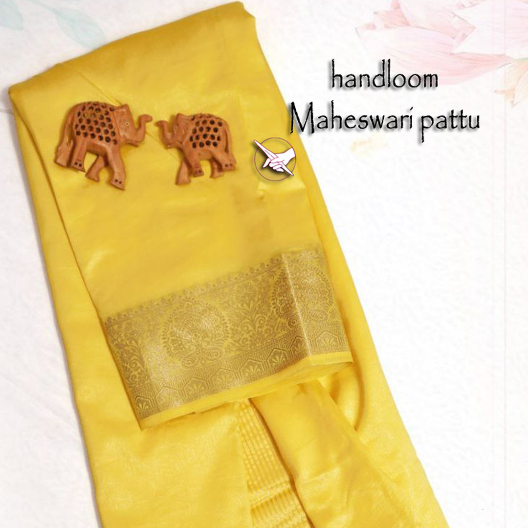 Traditional Tissue Soft Silk Weaving Work Yellow Saree