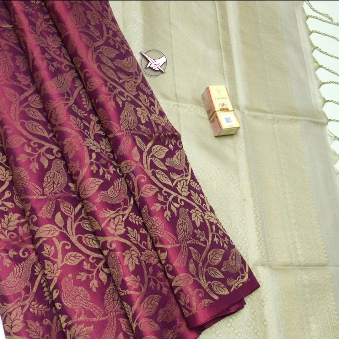 Magenta Kanchipuram Silk Zari Weaving Work Designer Saree