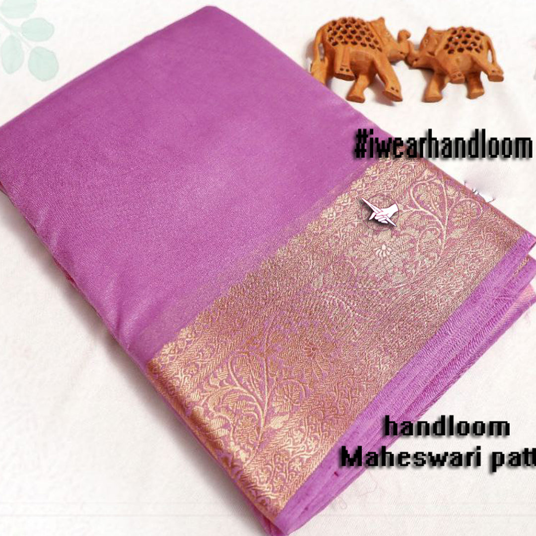 Tissue Soft Silk Fabric Weaving Work Saree In Lavender Color