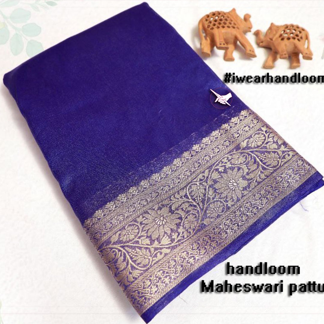 ❤️Blue Color Weaving Work Casual Tissue Soft Silk Fabric Saree❤️