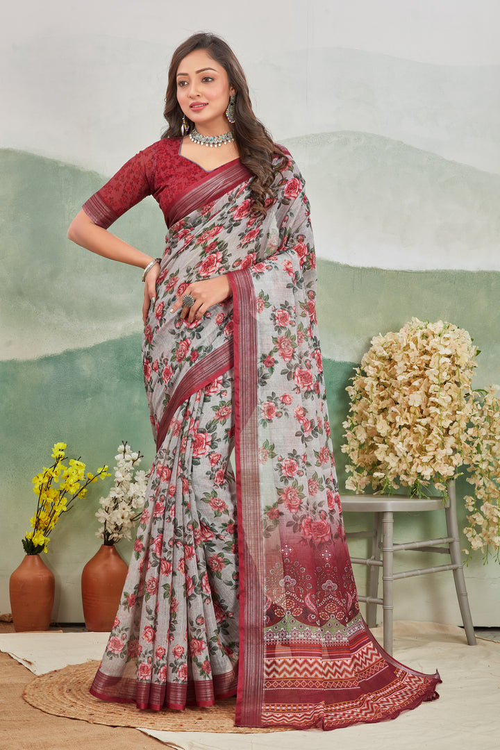 Pure Linen Saree For Every Occasion in rose gold