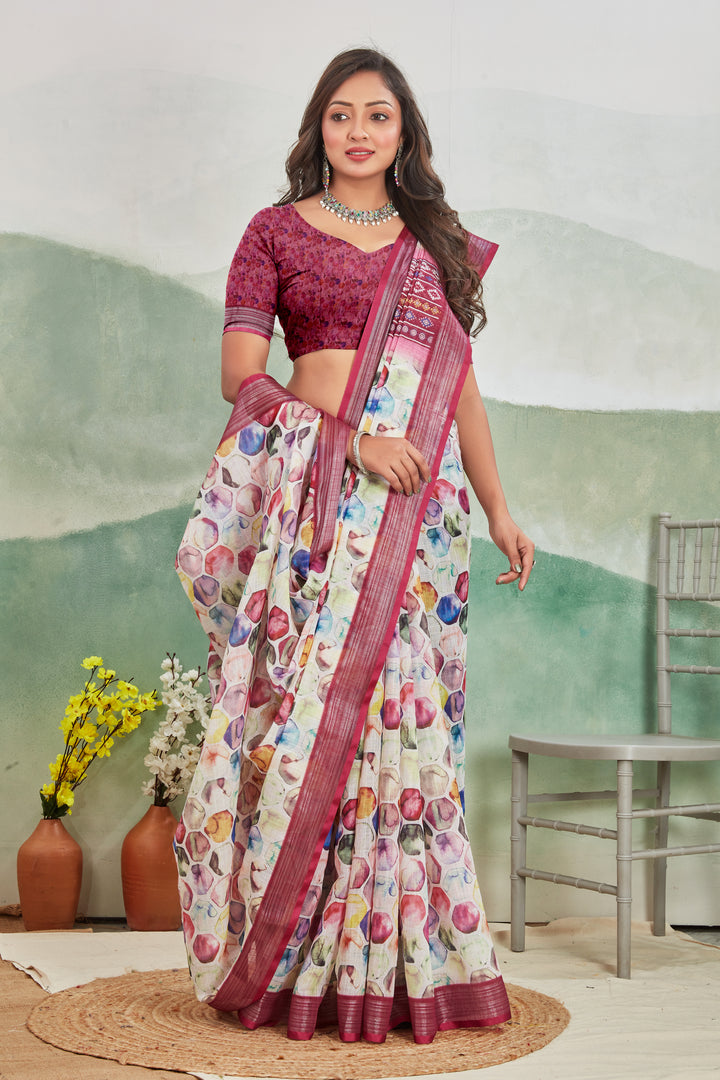 Pure Linen Saree For Every Occasion in wine colour