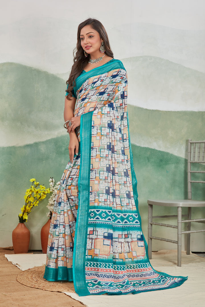 Pure Linen Saree For Every Occasion in blue colour