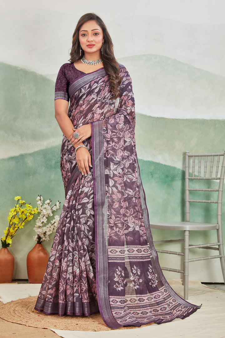 Pure Linen Saree For Every Occasion in wine