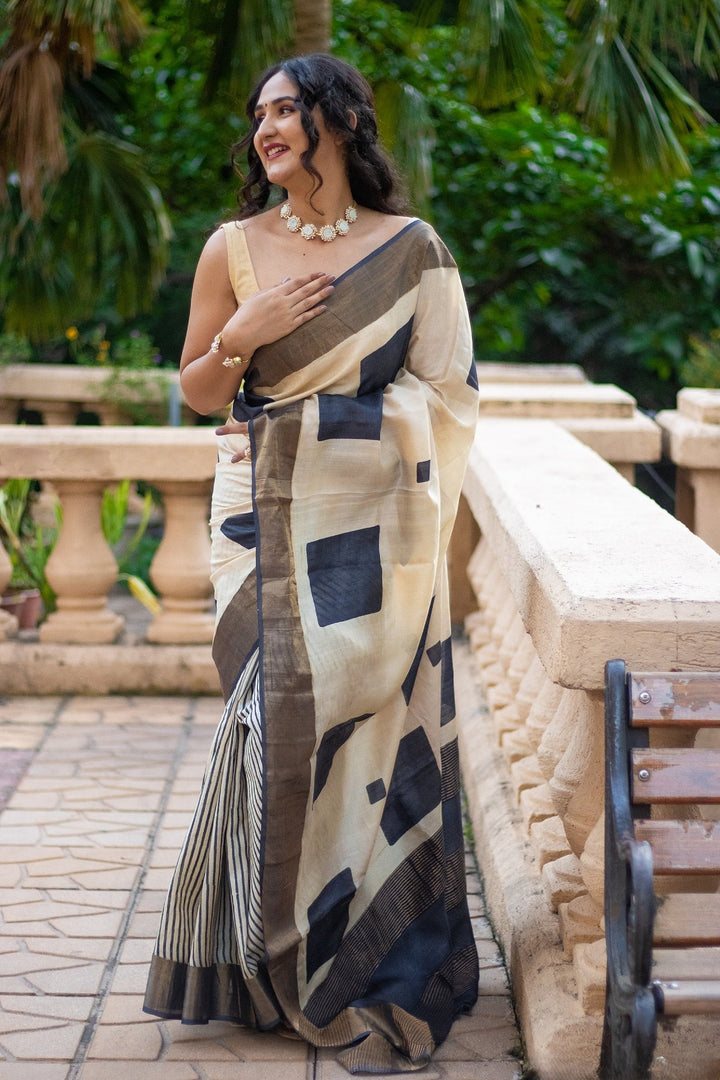 Handloom Tussar Silk Saree with Authentic Kalamkari Print