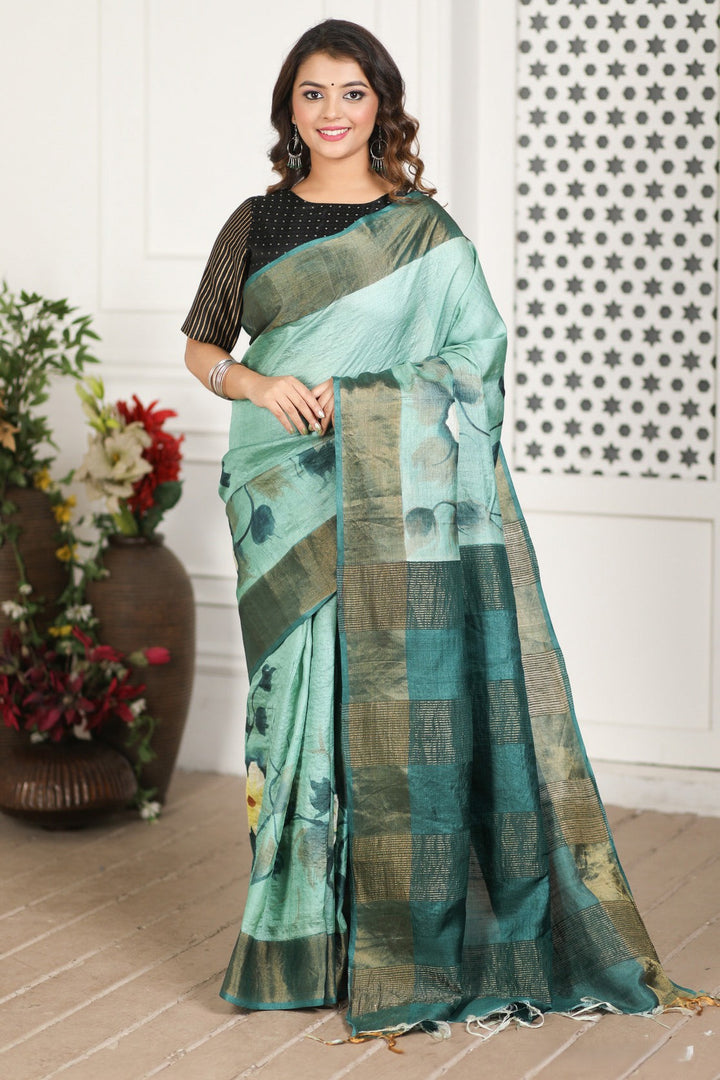 Handloom Magic: Tussar Silk Saree with Stunning Kalamkari Work