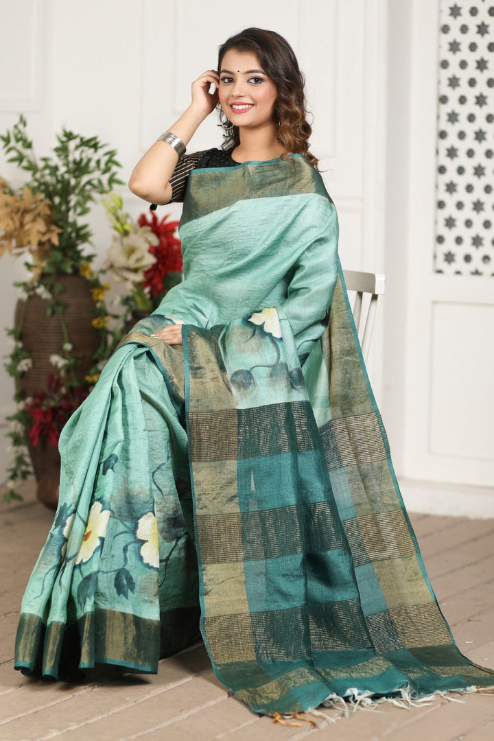 Handloom Magic: Tussar Silk Saree with Stunning Kalamkari Work