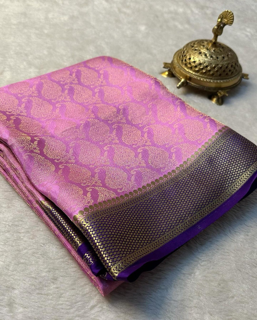 Rich Brocade Mysore Silk Saree Traditional Heavy Zari Finish