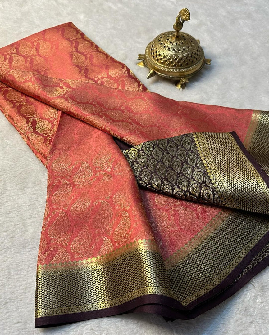 Authentic Mysore Brocade Silk Saree With Grand Zari Detailing
