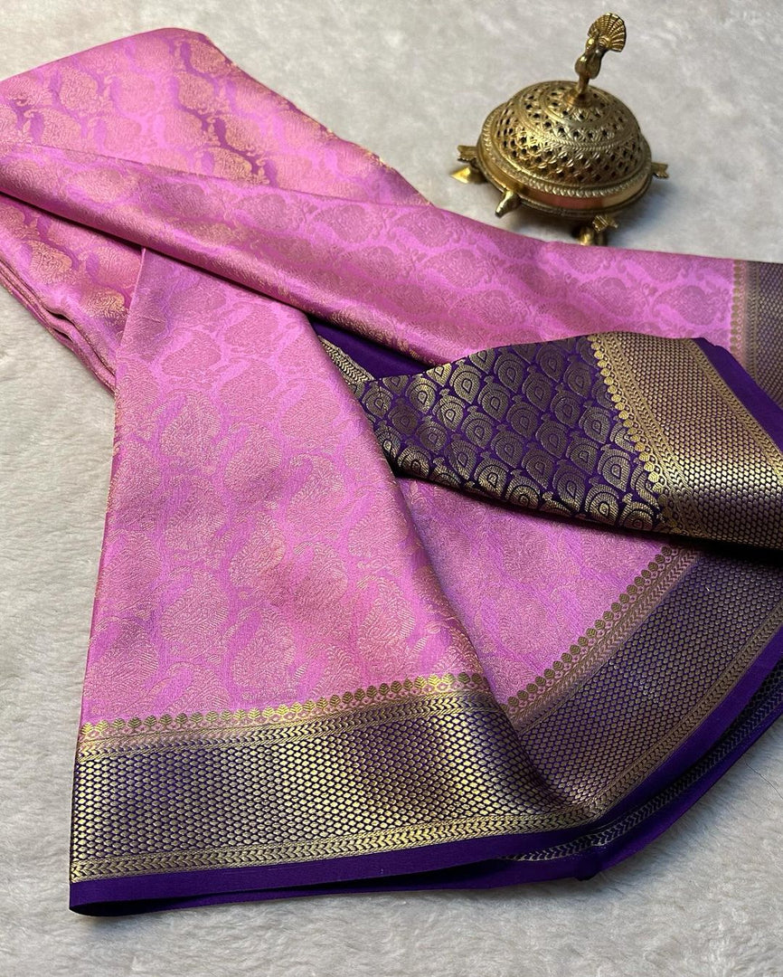 Rich Brocade Mysore Silk Saree Traditional Heavy Zari Finish