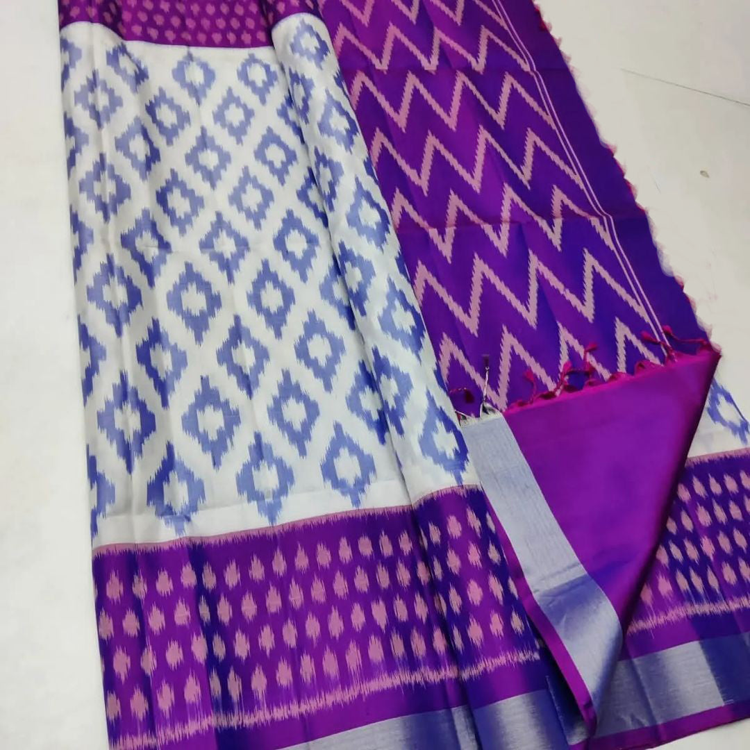 ikkat Printed Handloom Soft Silk Saree 💕