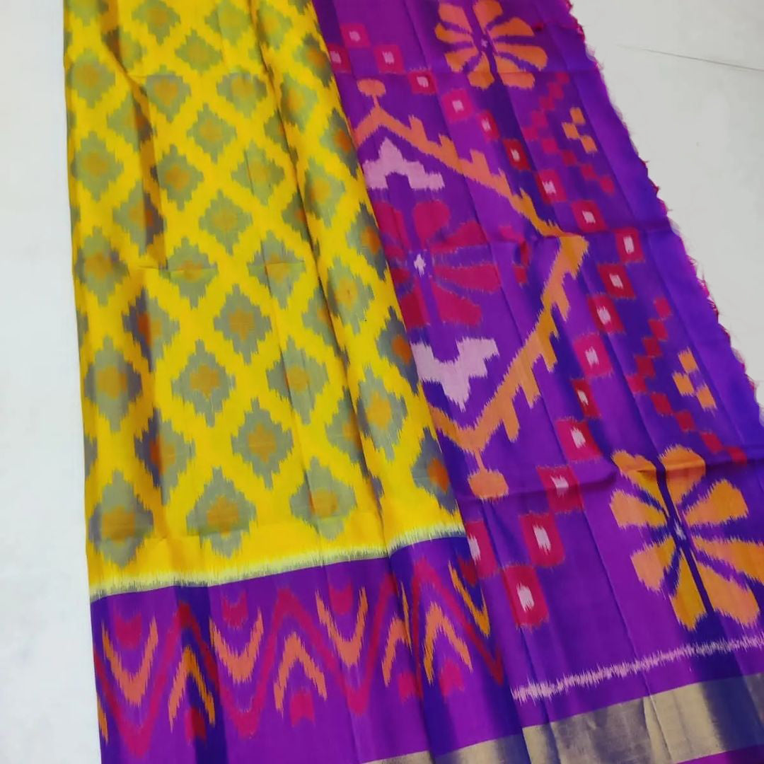 ikkat Printed Handloom Soft Silk Saree 💕