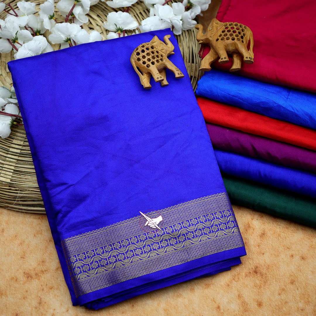 GORGEOUS Mysore Silk Sarees In Beautiful Zari Border In Blue Colours! 😍