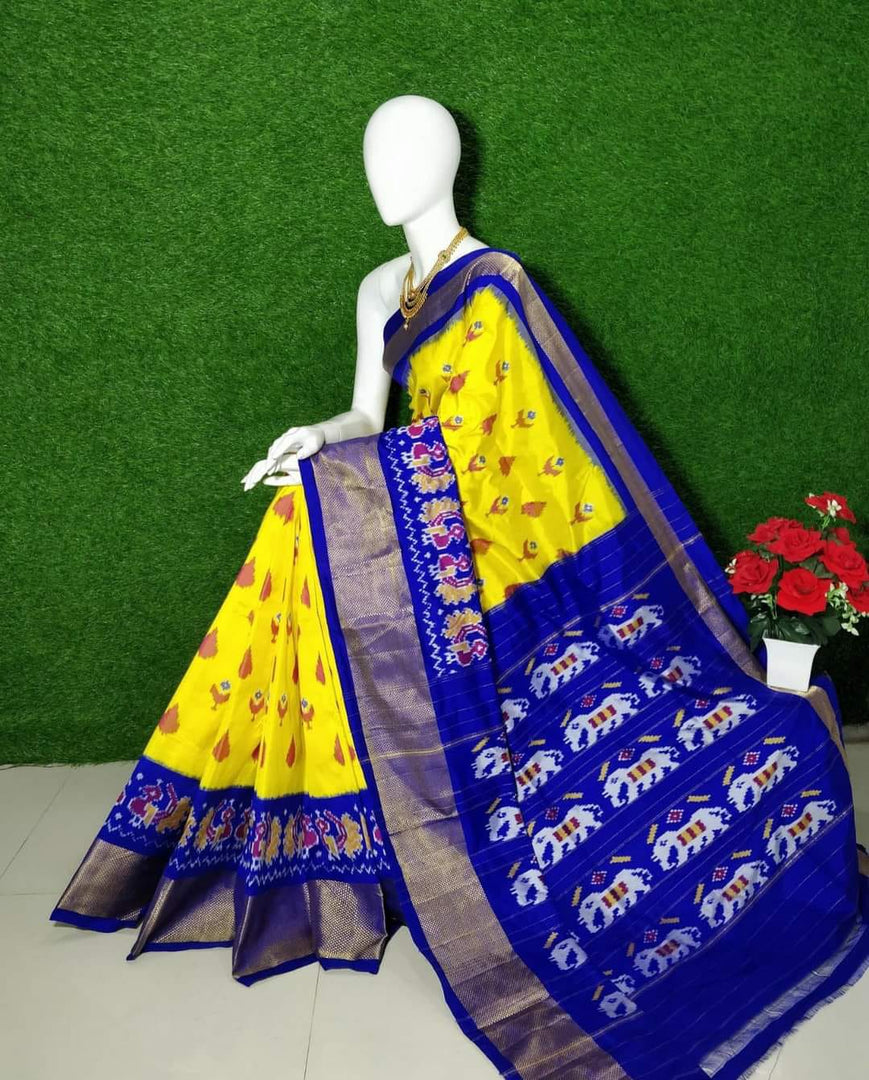 ikkat Printed Handloom Soft Silk Saree 💕