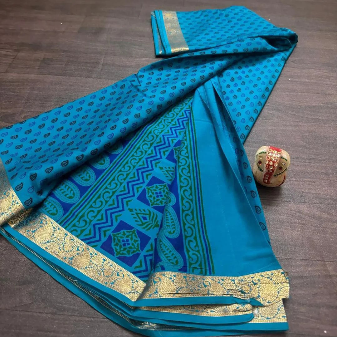 Mysore Digital Printed Creape Silk Saree