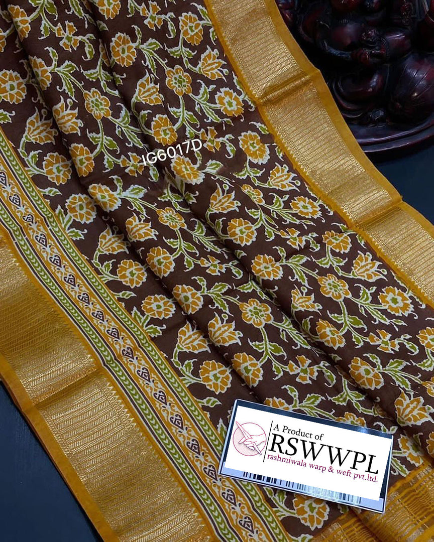 ELEGANCE MAROON SILK SAREE  WITH ALLOVER  FLORAL PRINTS AND ASSAMI PATTU