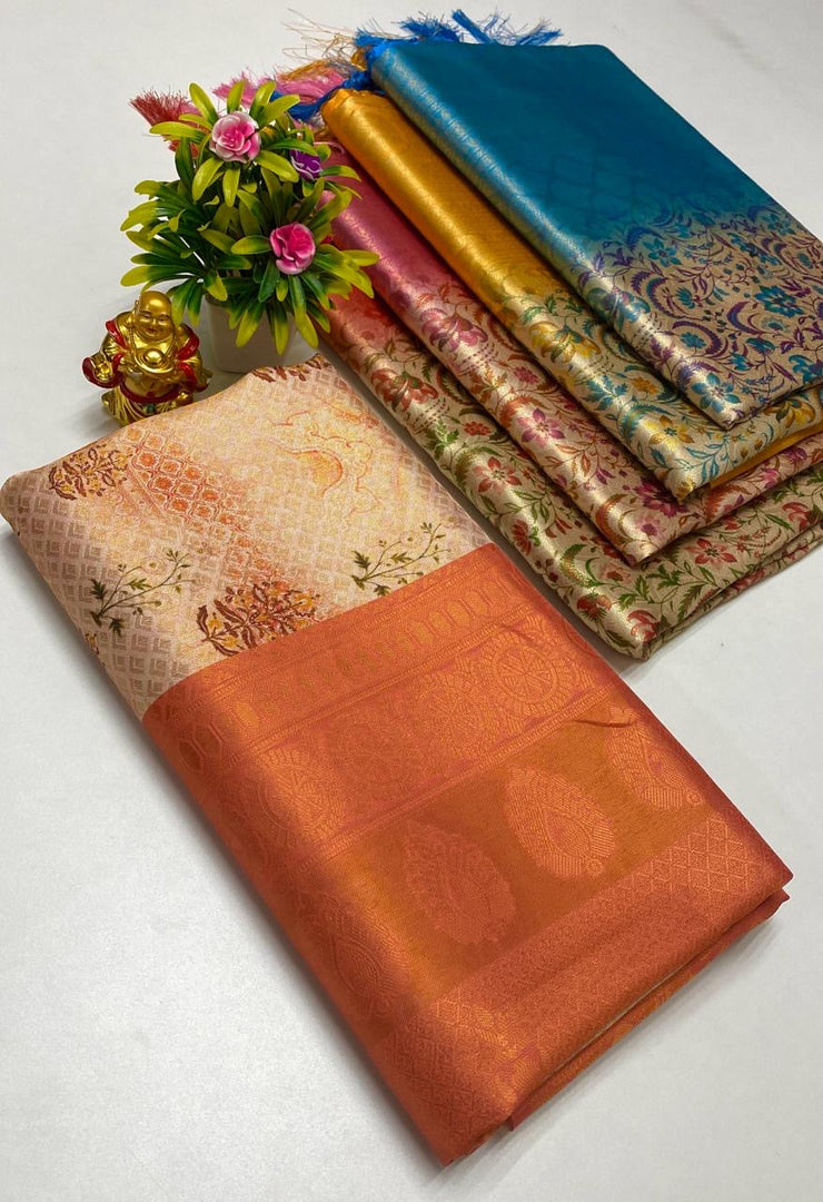 FANCY BANARAS WARM SILK DIGITAL PRINTED SAREE