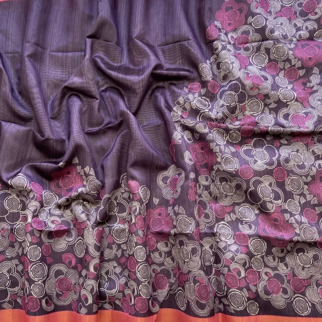 Purple Color Semi Tussar Silk Sarees