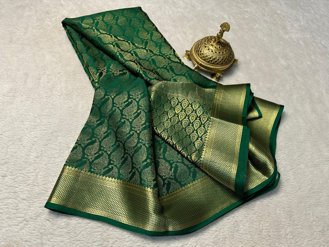 Opulent Brocade Saree Pure Mysore Soft Silk And Heavy Gold Zari