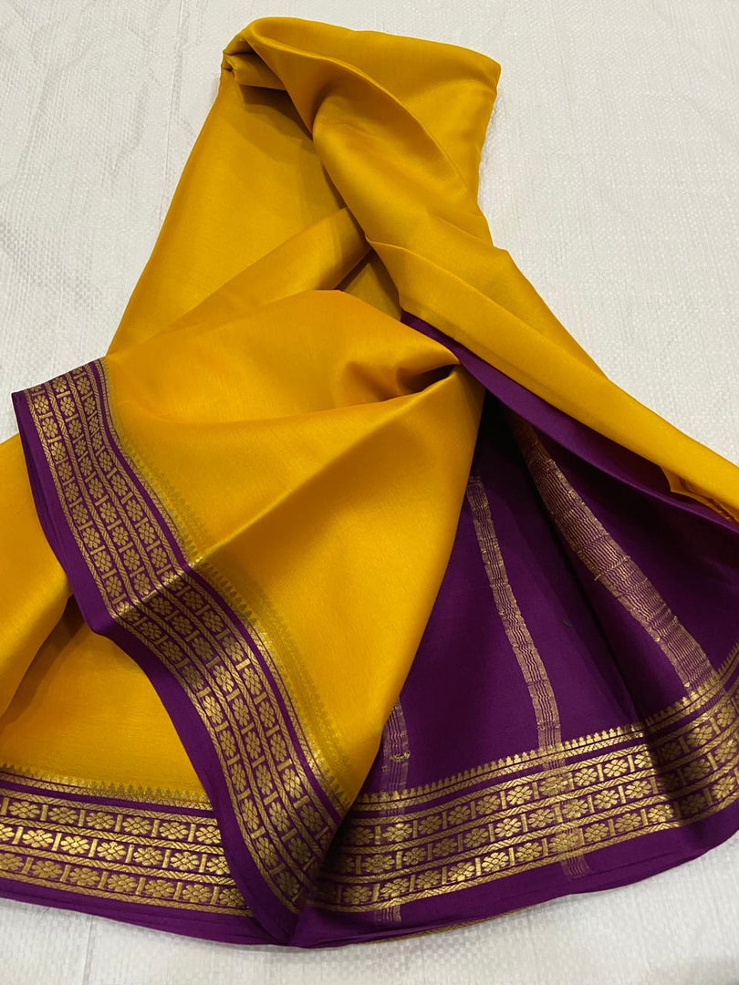 💝YELLOW ND PURPLE SEMI SOFT SILK SAREE💝