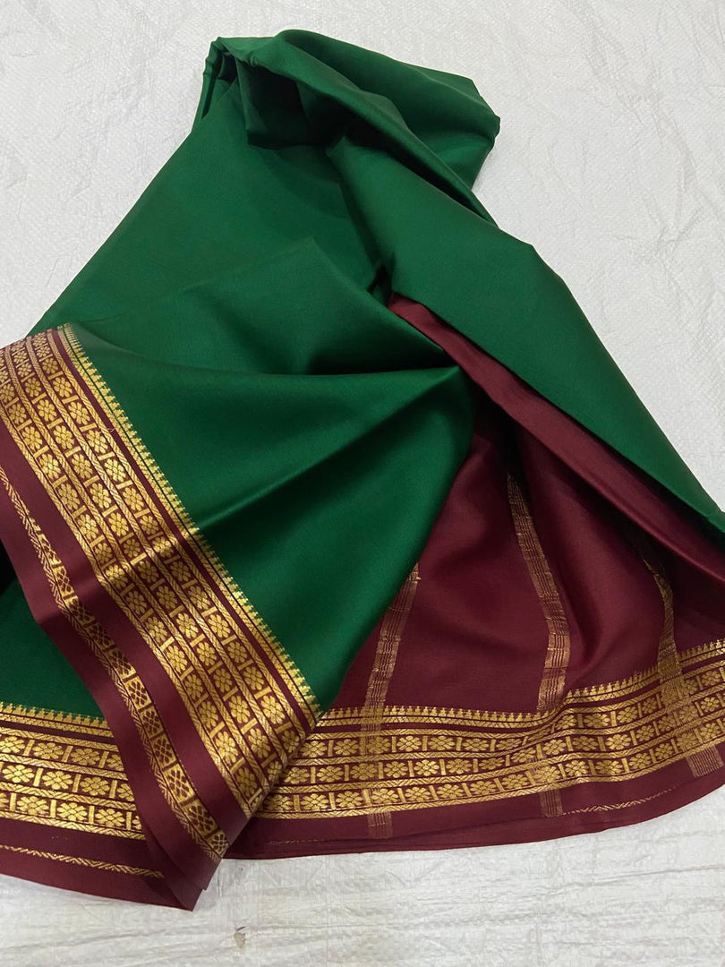 💝GREEN ND MAROON  SEMI SOFT SILK SAREE💝