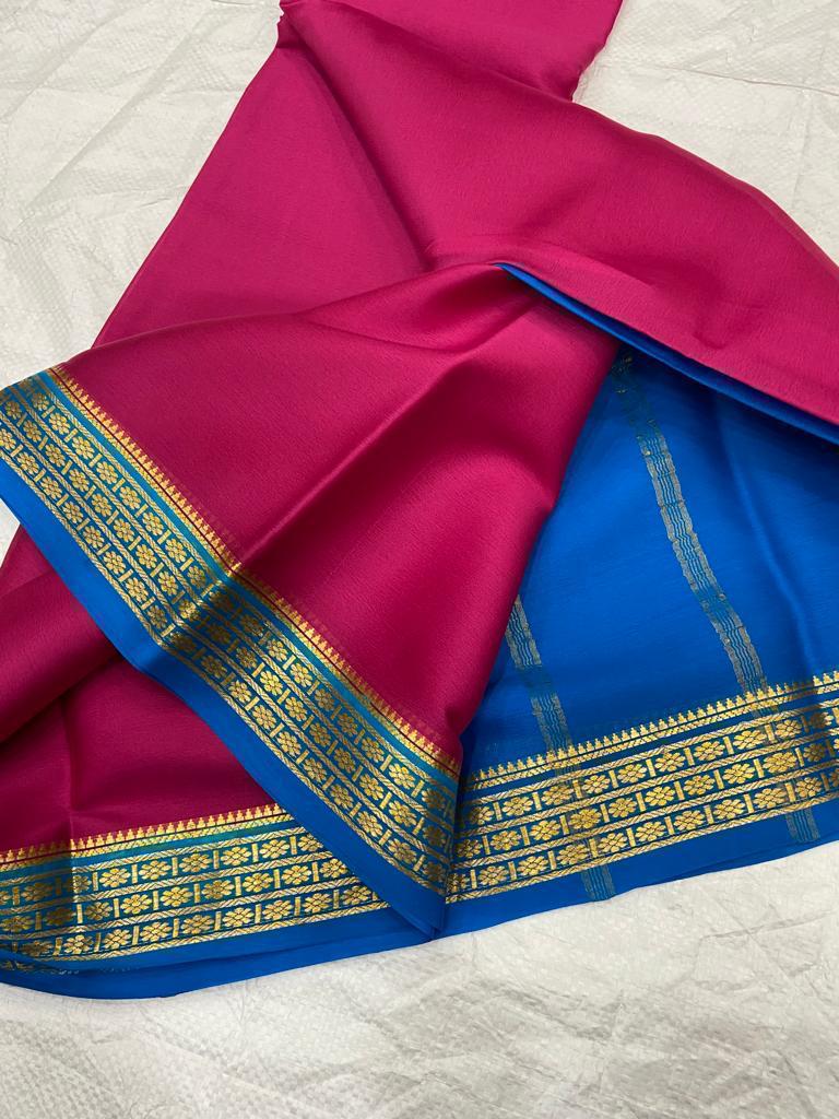 💝PINK ND BLUE SEMI SOFT SILK SAREE💝