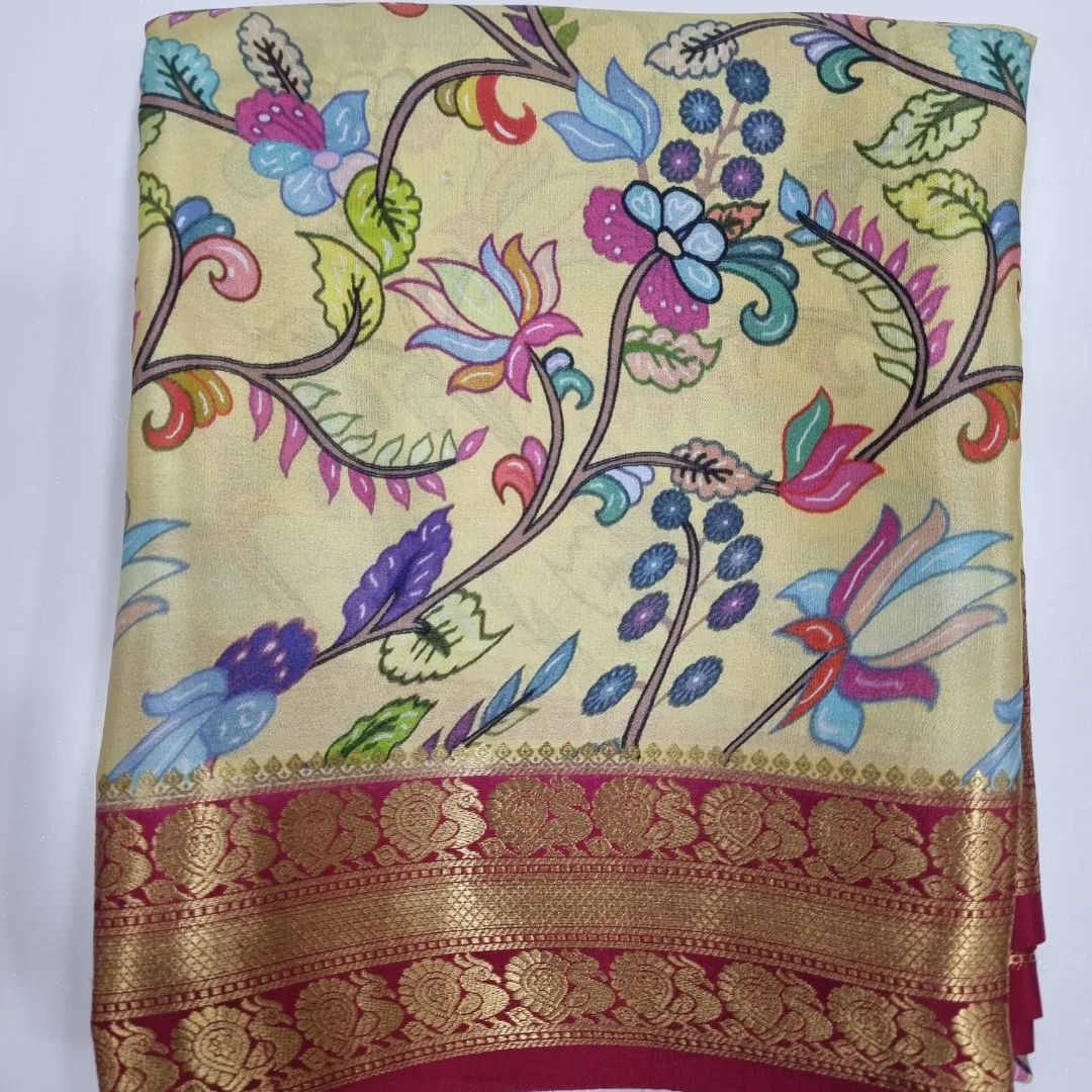 Dazzling Rani And White Semi Mysore Silk Saree With Heritage Zari Craft