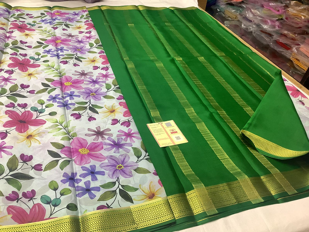 🦋😍GORGEOUS Printed Mysore Silk Sarees In Beautiful, Kalamkari Prints! 😍🦋