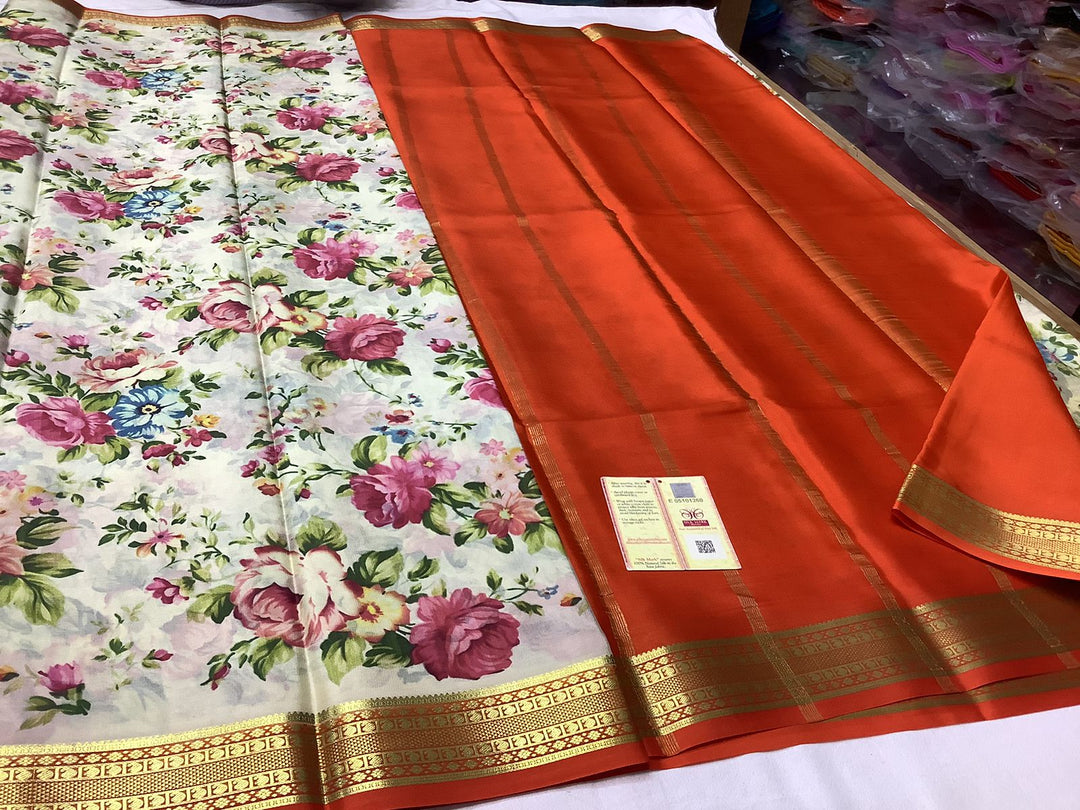 🦋😍GORGEOUS Printed Mysore silk sarees in beautiful, kalamkari prints! 😍🦋