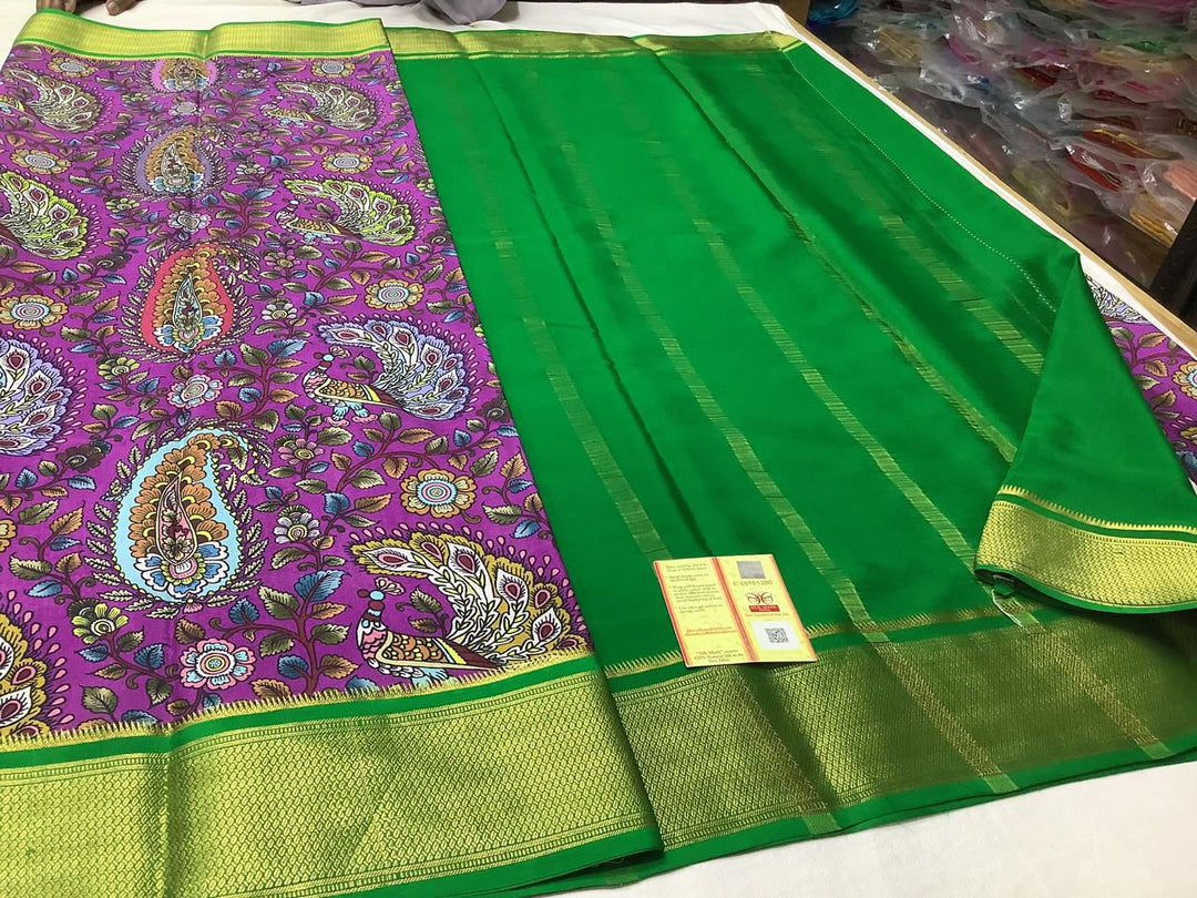 Exclusive pure crepe printed mysore silk sarees