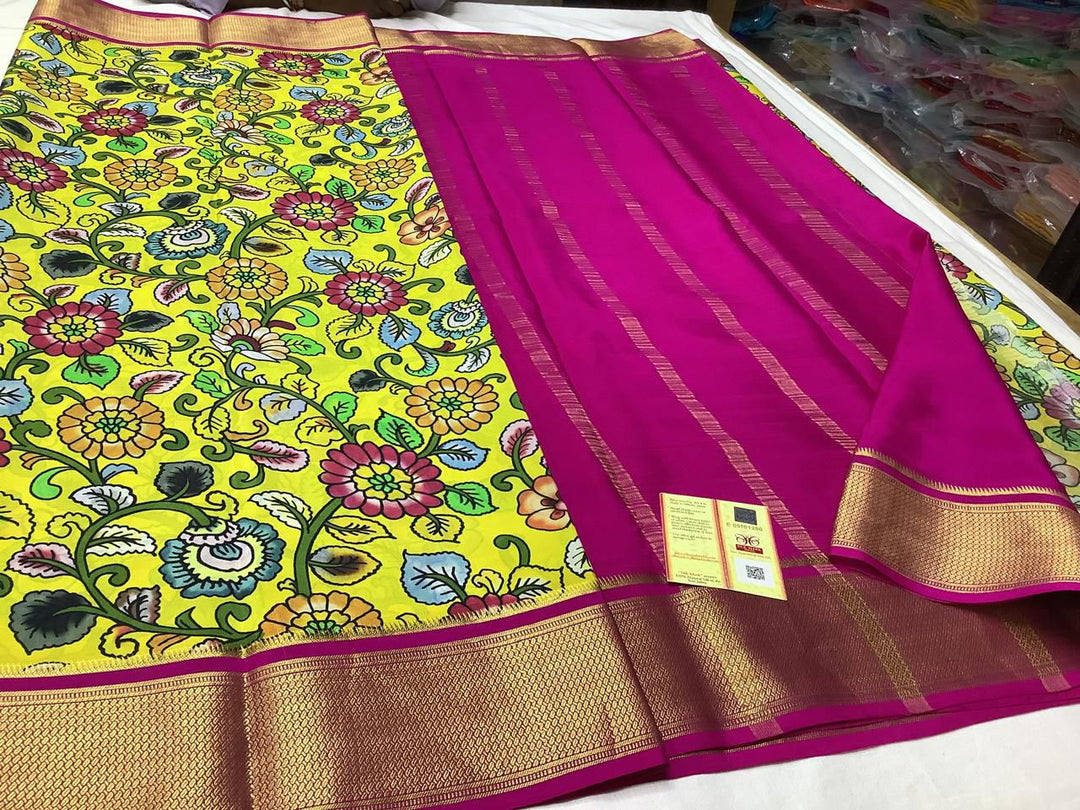 Exclusive pure crepe printed mysore silk sarees