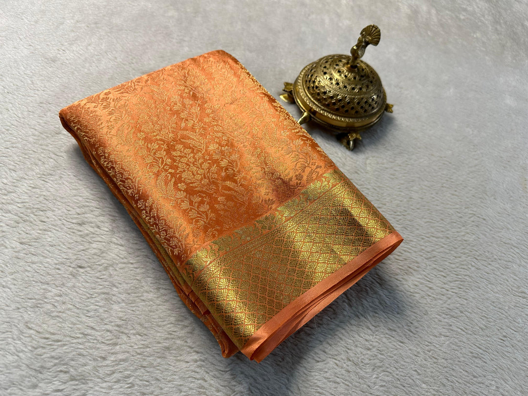 Brocade Festive Saree In Mysore Silk Embellished With Heavy Zari