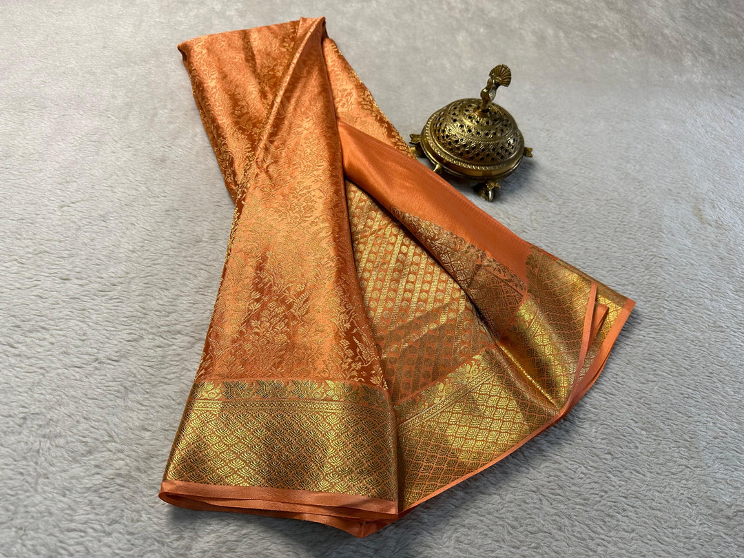 Brocade Festive Saree In Mysore Silk Embellished With Heavy Zari