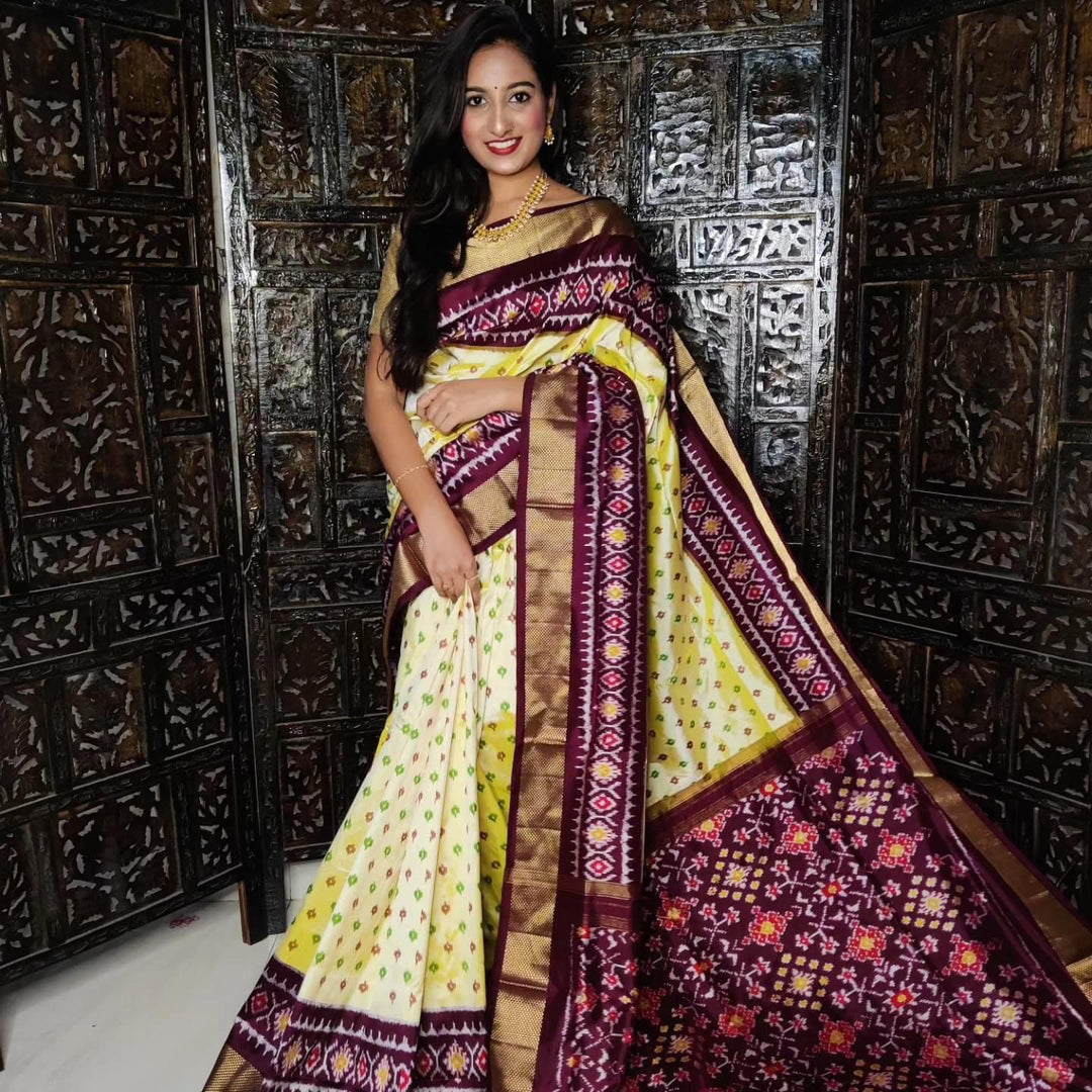 Cultural Handloom Soft Silk Saree With Contemporary Ikkat Digital Art