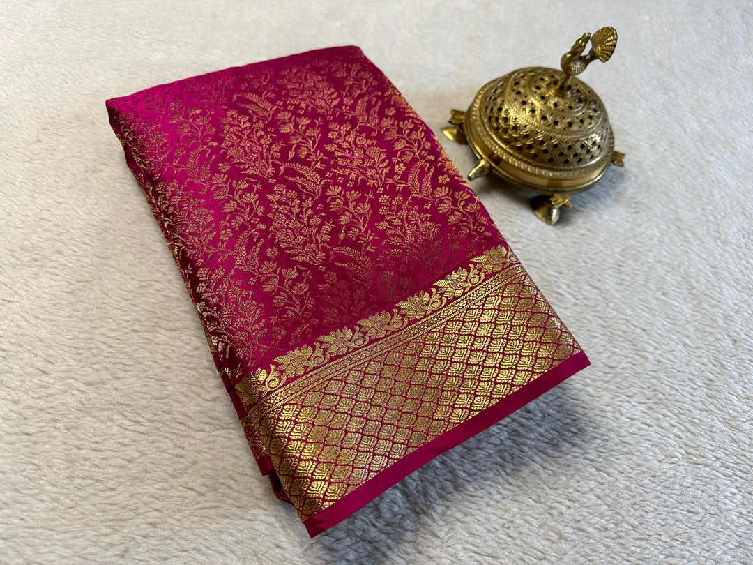 Pure Mysore silk dark pink sarees